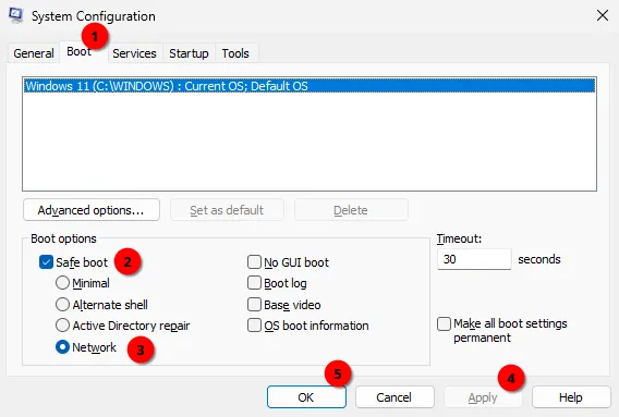 msconfig safemode